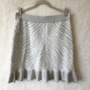 Anthropologie Gray Zebra Ruffled Knit Skirt